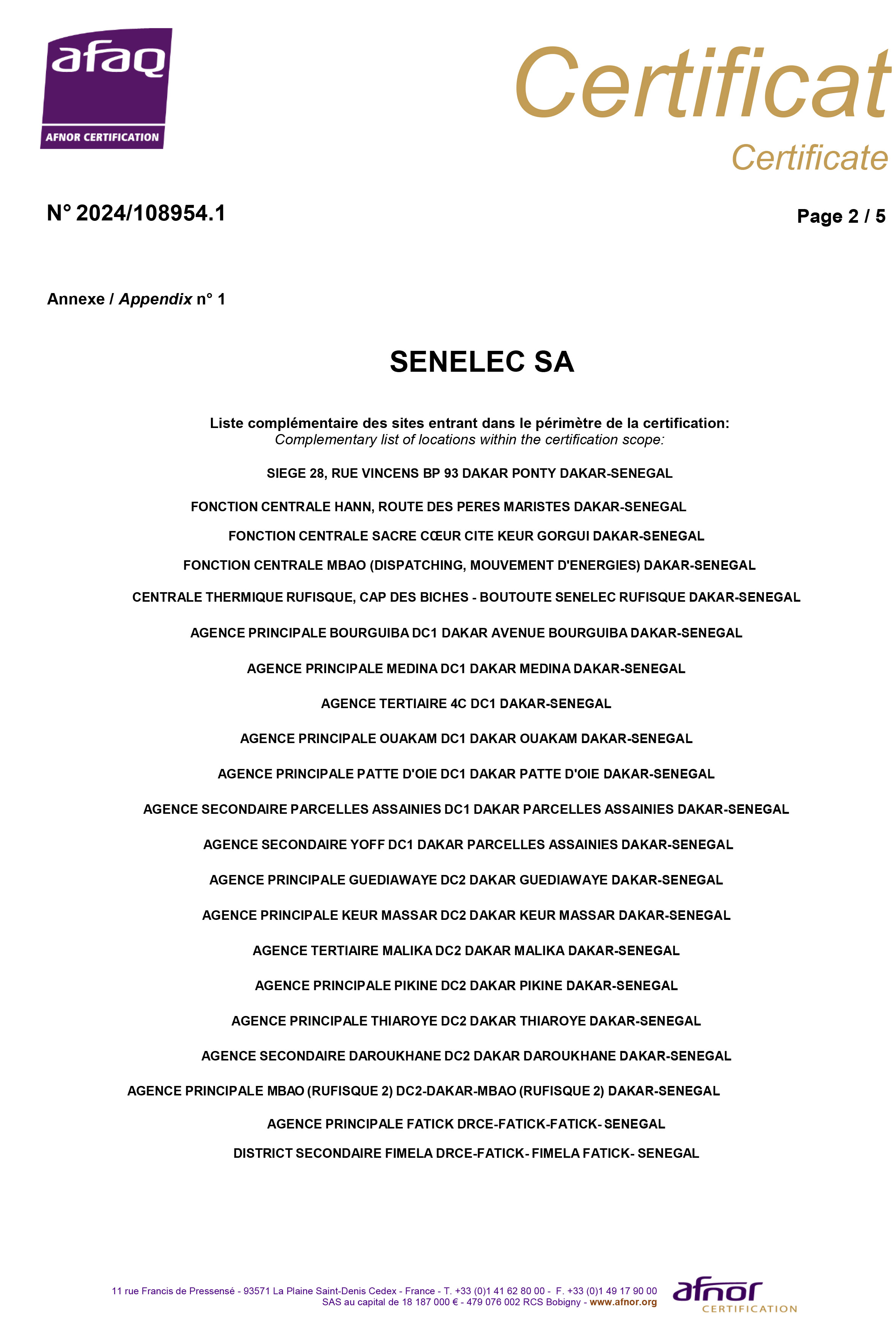 Certification ISO 9001 page 2